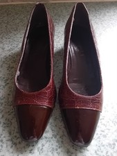 Womens Vintage Carvela Dark Brown Leather Patent Toe Cap Court Shoes Size Eu38/5