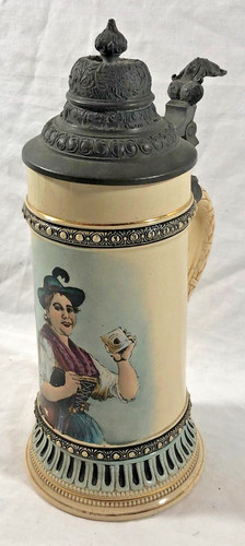 Antique mettlach stein - mettlach, 1/2l