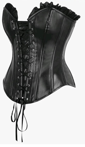 Women black leather overbust - leather,
