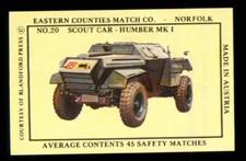 1 x Matchbox label WWII Scout Car- Humber MK I ≠ 20 ≠ MD1259