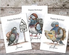 Personalised Novelty Homing Pigeon Birthday Greetings Card - Choose Size & Style