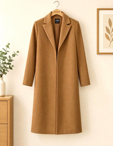 Zara women beige long wool - long,