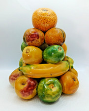 Vintage Pottery Fruit Pyramid Tower Made in Portugal Majolica
