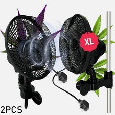 2x Hydroponic Oscillating Wall Fan 20W 2 Speed 8" Grow Tent Ventilation Clip On