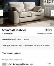 NEXT Stamford Highback Sofa