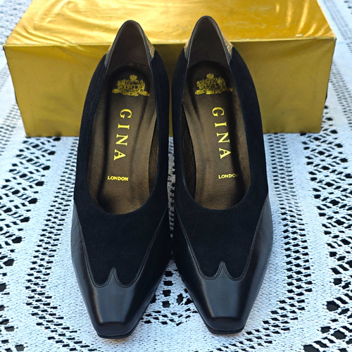Gina black suede leather - gina,