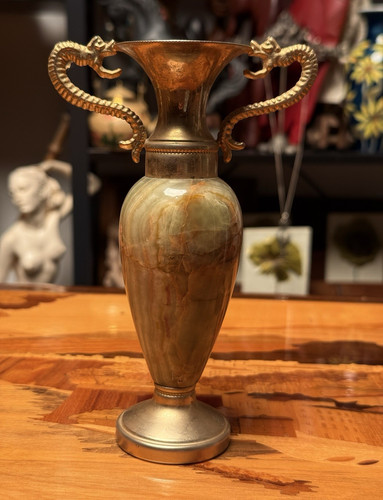 Vintage brass marble stone - brass,