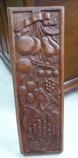 Vintage carved panel, salvaged carving, fruit vines leaves, hand carved