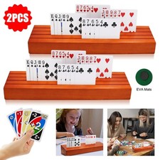 2pack Playing Card Holder Rack Wooden Hands Free Cards Holders With 4 Card Slots