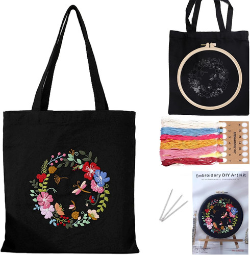 Canvas tote bag embroidery - embroidery, kit
