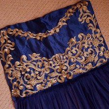 New 3 Piece Blue Gold Net Suit