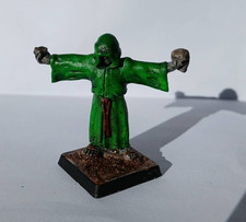 cultist holding a skull green robe 1x metal roleplaying D&D table top games