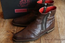 Jeffery West Dave Brown Leather Zip Up Boots Men's UK 8.5 US 9.5 EU 42.5