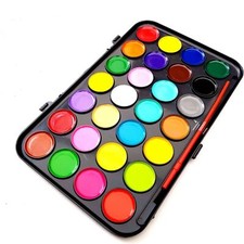 🔥28 Watercolour Paint Block Set & Brush Palette In Large Case Artist Art/Craft