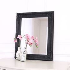 50x60cm Black Matt Wall Mirror Chic French Baroque Style - Rhone