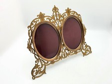 Splendid Victorian Gilded Brass Double Photo Frame Antique c1890 Ornate Frame