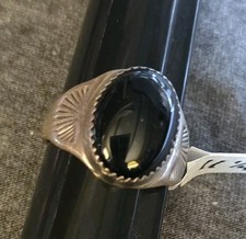 Native American Navajo Onyx Ring Sterling Silver Sz 11.25