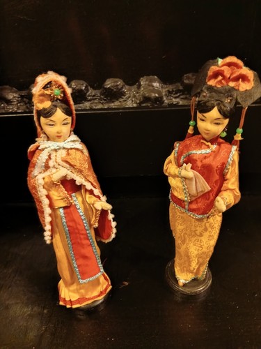 Two vintage asian fabric girl - asian,