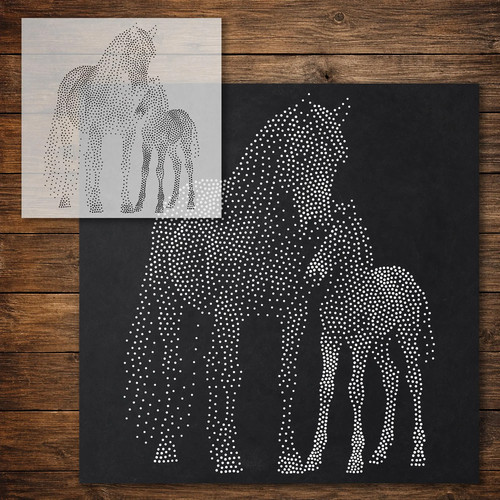 Horse with foal stipple - horse,
