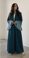 Teal Open Abaya with Flared