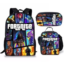 3x Fortnite School Bag Backpack Lunch Box Pencil Bag Suitable For Teenager GI2