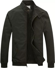 Men's 100% Cotton Shell Jacket Coat Casual Harrington Cargo Military UK Size M