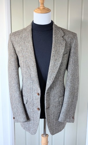 Harris tweed brown herringbone - tweed,