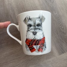 Marks and Spencer M&S Mug Dog white christmas winter Schnauzer
