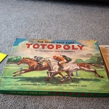 Vintage Totopoly Board Game Copyright 1949 John Waddington Ltd Complete 