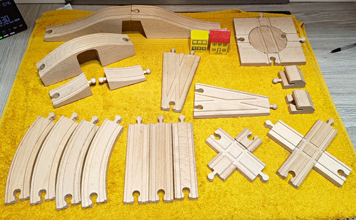 Wooden toy train track pieces - train,