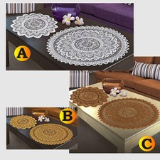 SINGLE Doily Doilie Table Centre Mat Lace White Brown or Antique Gold Round