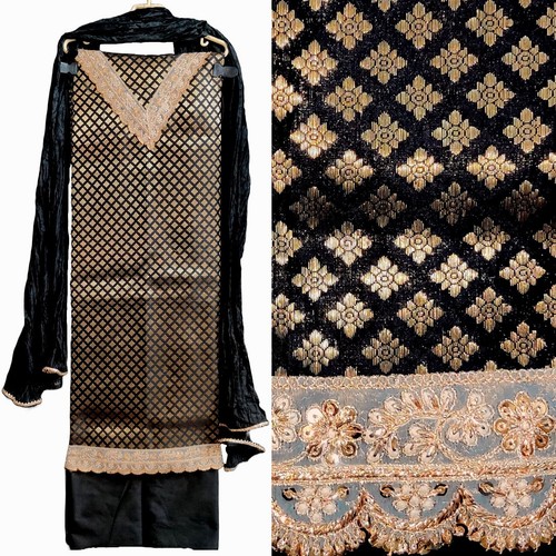 Black banarasi brocade - banarasi,