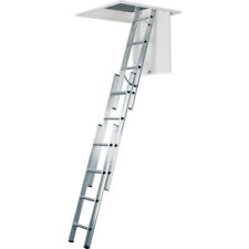 3-Section Loft Ladder with Handrail Aluminium 2.13m–3m EN14975 150kg Load