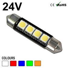 24 VOLT FESTOON LED BULBS 42 mm  Various Colours 260 GLB260 LLB260 - Bright Whit