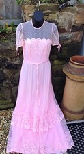 Vintage Dress Wedding lace Edwardian Style Boho Pink Size UK 10, 12 Stunning