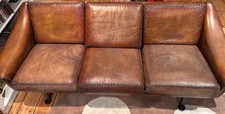 TWO VINTAGE DANISH MID CENTURY RETRO AAGE CHRISTIANSEN MATADOR LEATHER SOFAS 60s