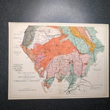 Original Stanford 1907 Geological Map Of The Lake District Westmoreland Cumberla