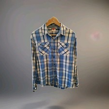 Lee Cooper Checked Long Sleeved Shirt. blue  And White Size Medium. Vgc