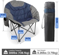 Portable Moon Camping Chair,Round Folding Lawn Chair with Cup Holder,Cooler Bag