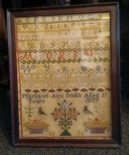 Antique pictorial needlework - pictorial,