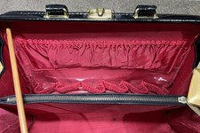 Black faux leather mid-century