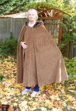Ladies' Long, Hooded, Brown Velvet Cloak, for wear, theatre, re-enactor.
