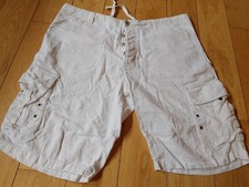 URBAN SPIRIT Mens White Linen Blended Cargo Shorts Size 38"