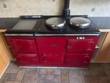 4 Oven Gas Fired Aga Range Cooker with Conventional Flue & Plinth - Red