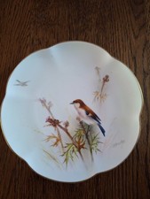 Royal Worcester plate with a Linnet bird painted by E.Barker.