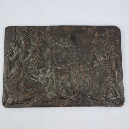 Antique 19thc bronze plaque - antique,