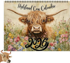 Highland Cow Calendar 2026