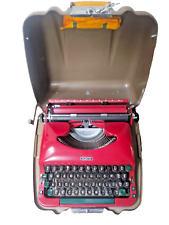 Cherry red Imperial no 5 Good Companion Typewriter in clam shell fibreglass case