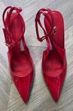 Red Patent Stiletto Pointed Strap Ankle High Heels Size 5 BNWOT