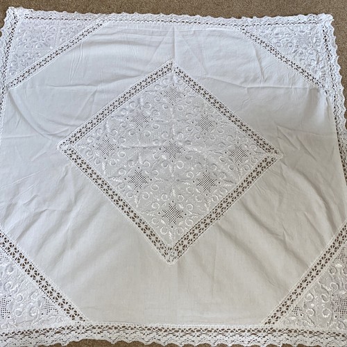 Table cloth white lace - table,